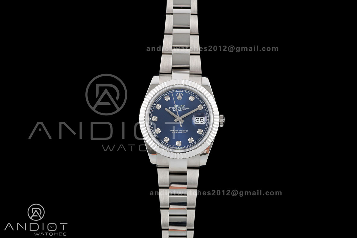 DateJust 41 126334 QF 1:1 Best Edition Blue Diamonds Dial on Oyster Bracelet JH3235 (Free Sprung)